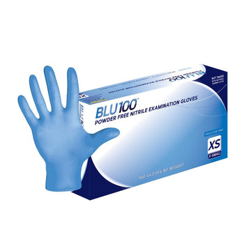 DASH BLU100 Nitrile Exam Grade Disposable Gloves, Light Blue, 4.3 mil, Box of 100