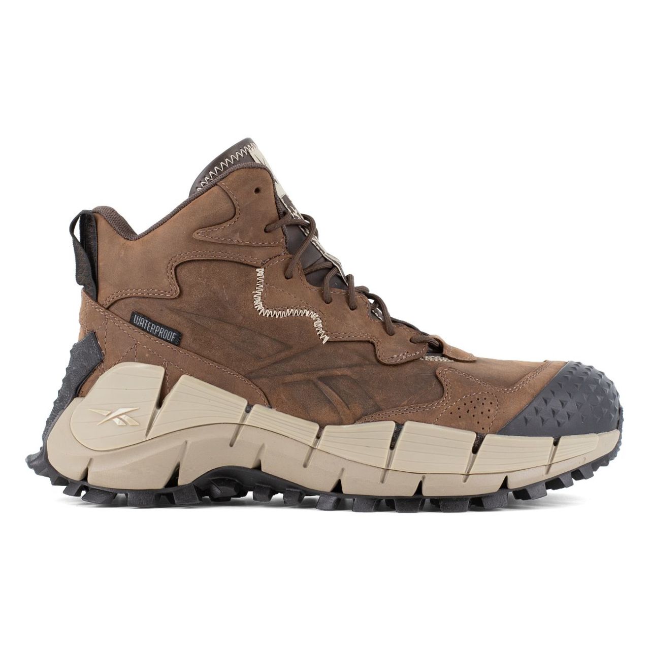 Reebok Men's Zig Kinetica Edge II Waterproof EH Met Guard Composite Toe Work Shoes, Brown - RB3025