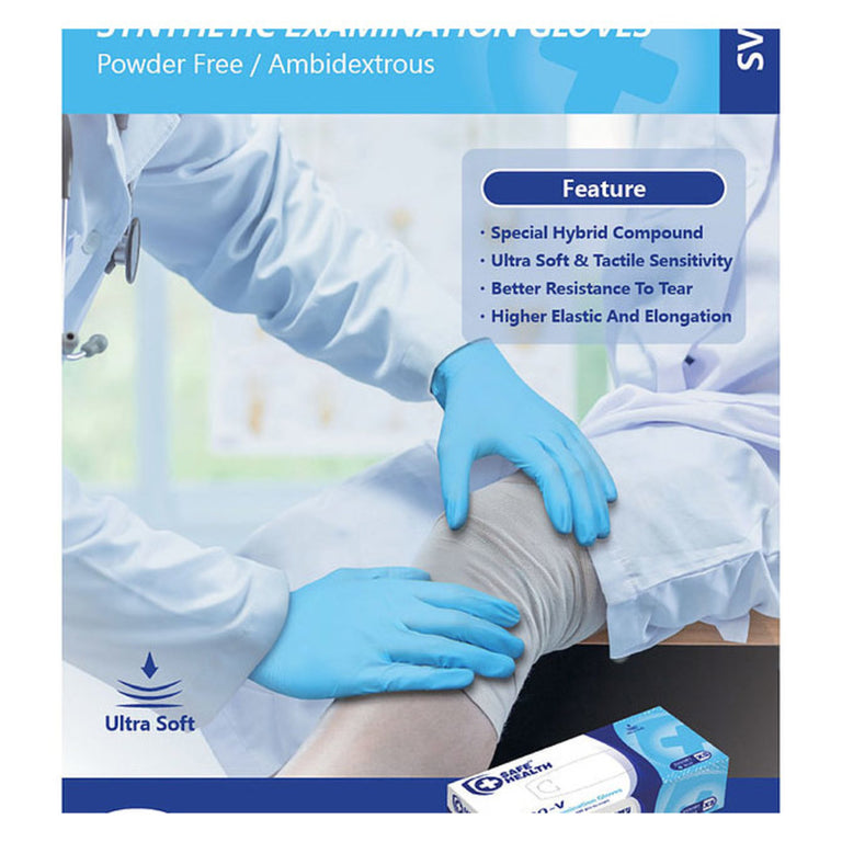 BioSkin Blue Exam Grade Vinyl Disposable Gloves - 5 mil - Box 100 (S, M, L, XL)