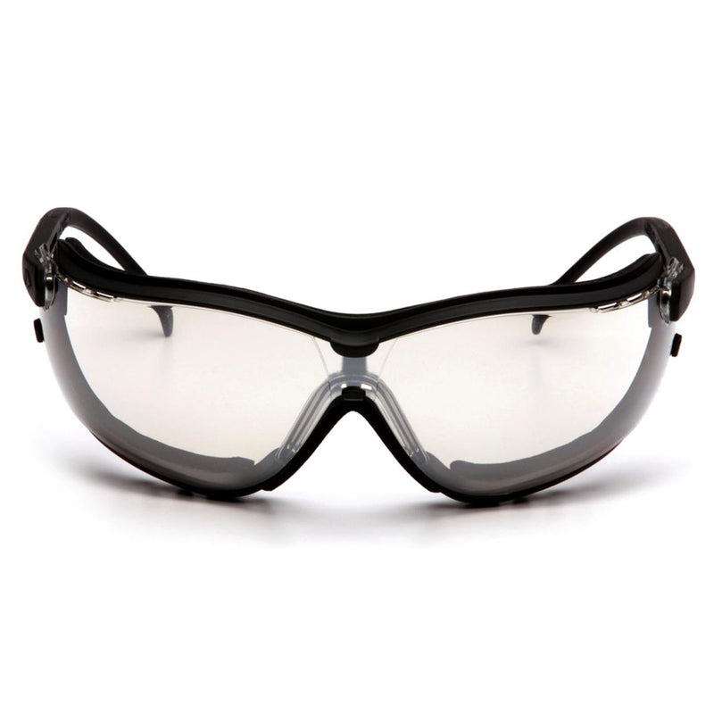 Pyramex V2G Foam Padded Sealed Safety Glasses - Indoor/Outdoor Mirror Anti-Fog Lens - Black Strap