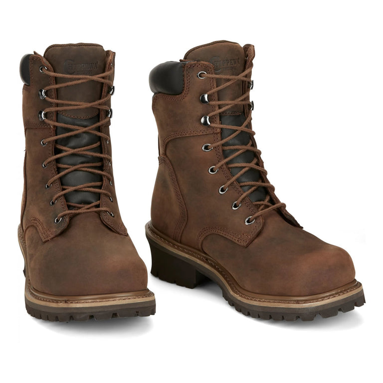 Chippewa Men's Hador 8" Logger Insulated EH Steel Toe Boots, 55025, Brown