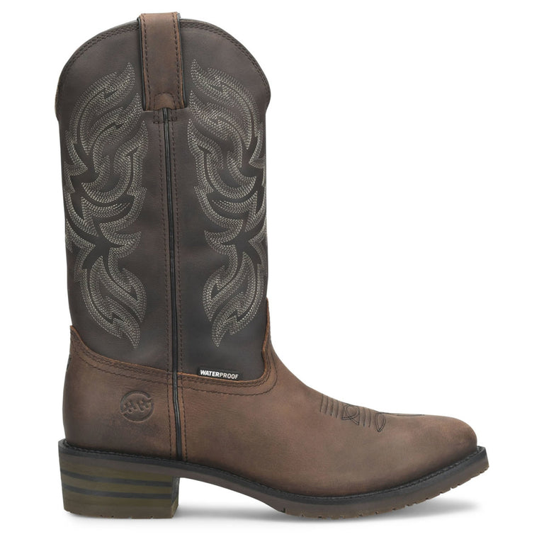 Double-H Men's Tascosa 12" Waterproof Plain Toe Western Boots, DH4158, Brown