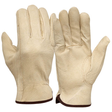 Pyramex GL4001K Select Grain Pigskin Leather Driver Gloves, Natural