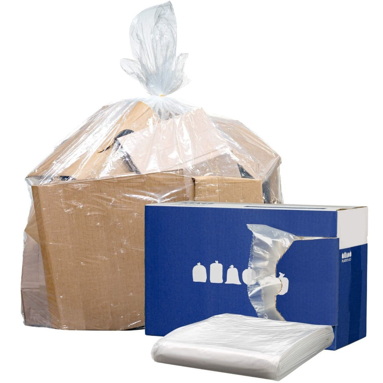 20-30 Gallon Trash Bags - Clear, 100 Bags - 2 Mil