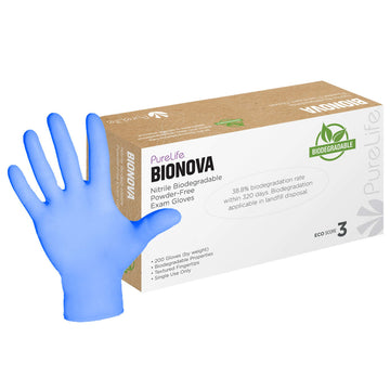 DASH BIONOVA PLBN200 Nitrile Exam Grade Disposable Gloves, Violet Blue, 3.9 mil, Box of 200