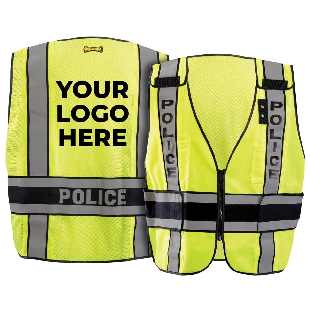 Custom OccuNomix Type P Class 2 Hi-Vis Police Mesh Back Public Safety Vest, LUX-DPSP-DOR