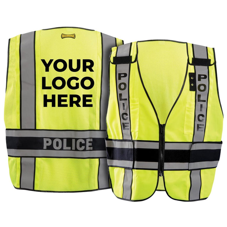 Custom OccuNomix Type P Class 2 Hi-Vis Police Mesh Back Public Safety Vest, LUX-DPSP-DOR