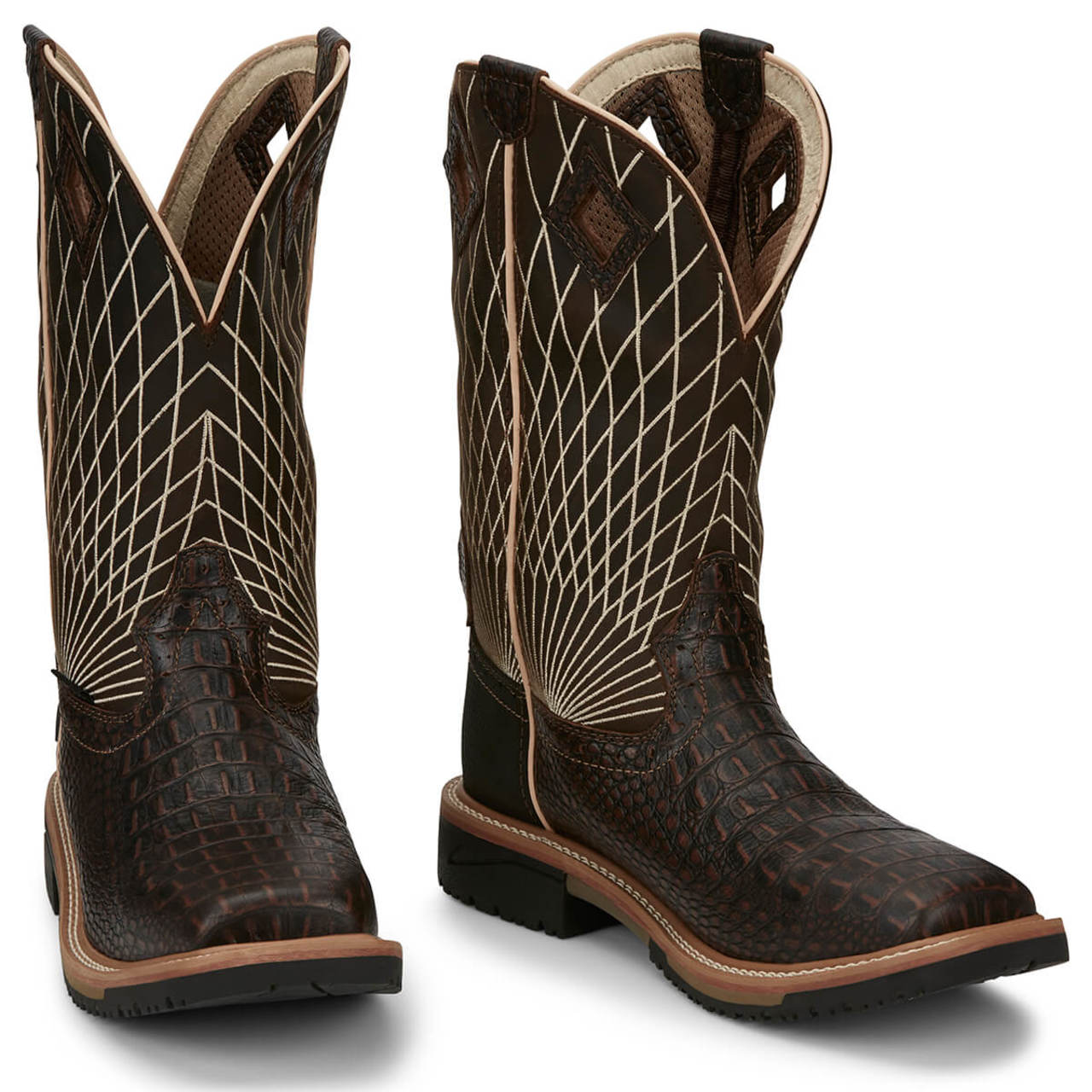 Justin Men's Derrickman 12" EH Composite Toe Boots, SE4833, Brown