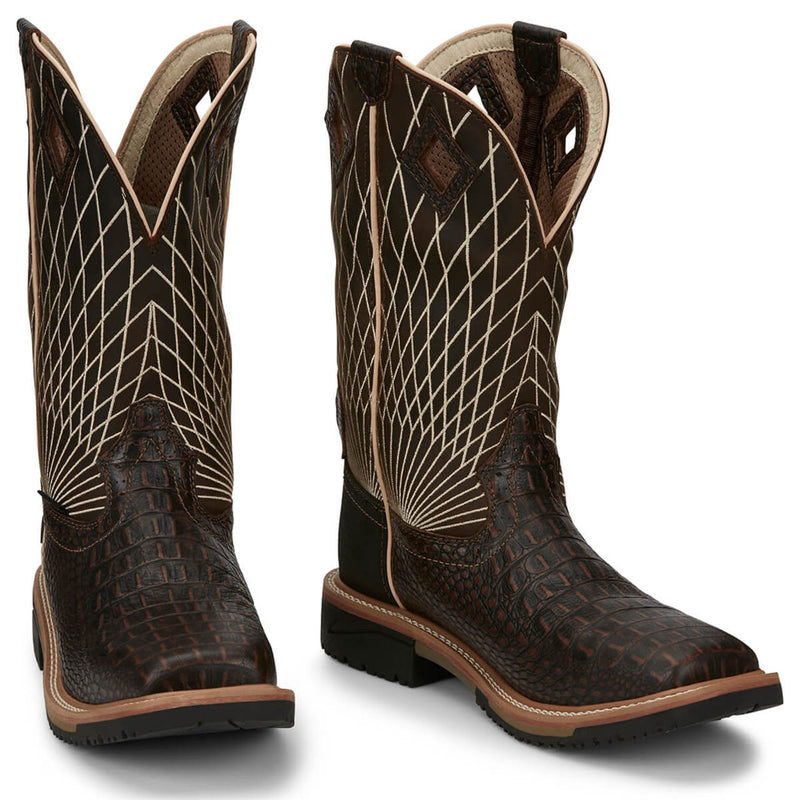 Justin Men's Derrickman 12" EH Composite Toe Boots, SE4833, Brown