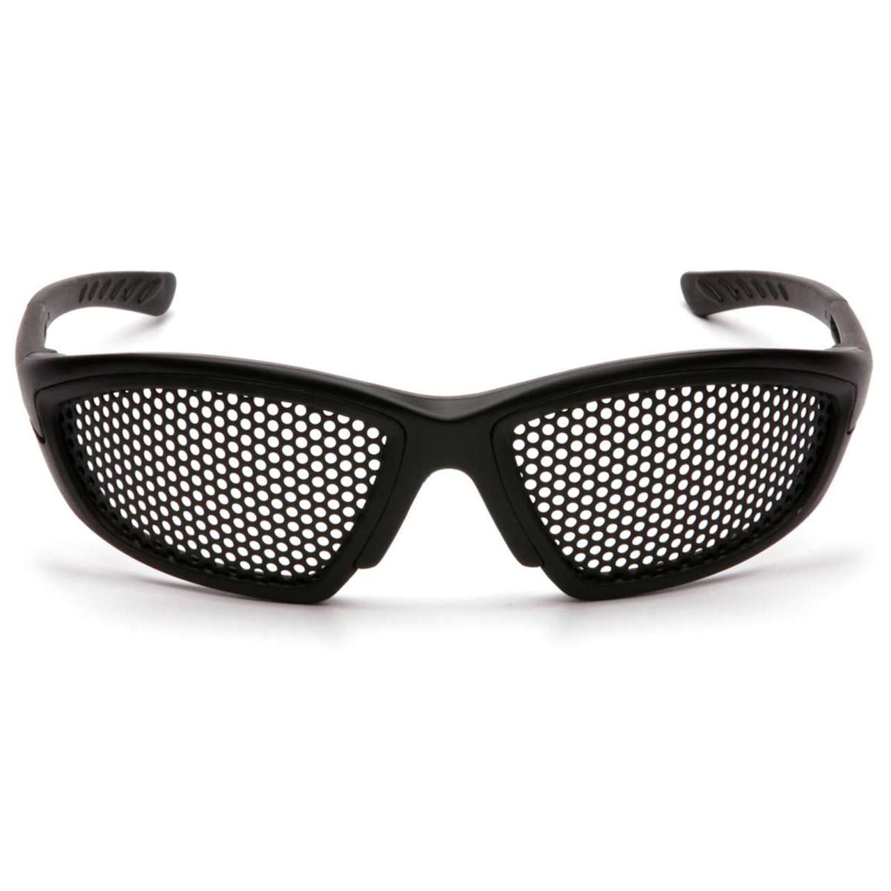 Pyramex Trifecta Safety Glasses, Punched Steel Lens, Black Frame