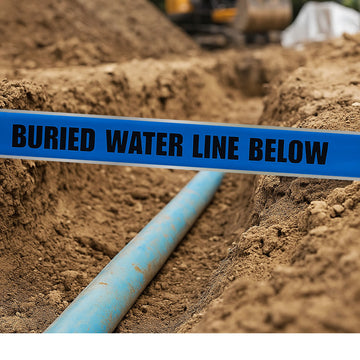 Underground Warning Tape - Caution Water Line Below, 6in x 1000ft