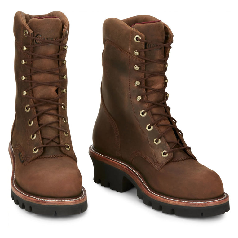 Chippewa Men's Super DNA 9" Logger Waterproof EH Steel Toe Boots, 59407, Tan