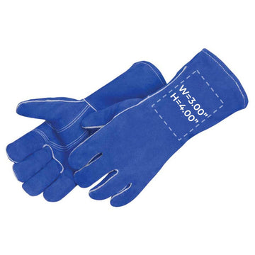 Custom Leather Welding Gloves, Premium Grade Split Cowhide with Cotton Lining, GL350, Blue, 36 Pairs