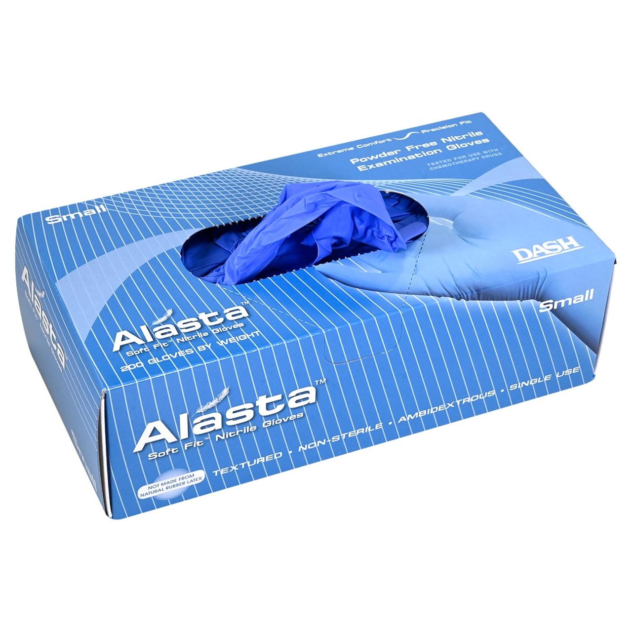 DASH Alasta 200 Nitrile Exam Grade Disposable Gloves, Violet Blue, 3.1 mil, Box of 200