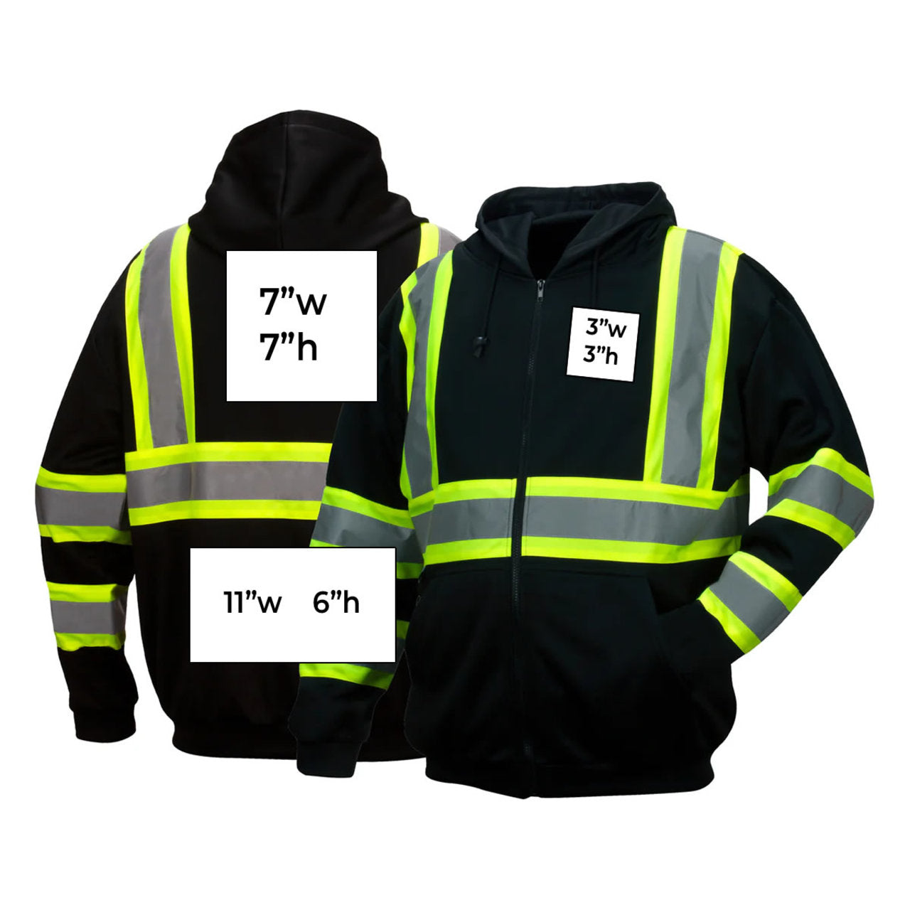 Custom Pyramex RSZH34 Type O Class 1 Enhanced Visibility Zip Hooded Sweatshirt