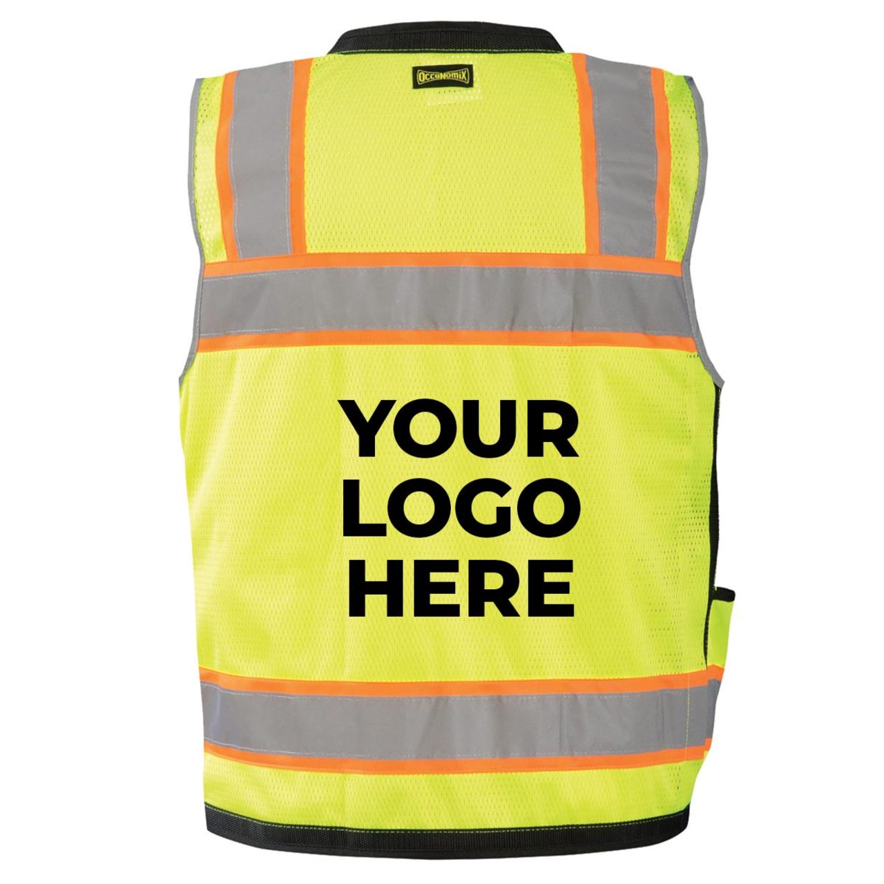 Custom OccuNomix Type R Class 2 Hi-Vis Two-Tone Surveyor Mesh Back Safety Vest, LUX-HDS2T