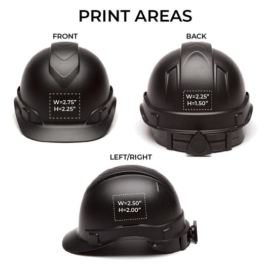 Custom Pyramex Ridgeline HD Matte Vented Cap Style Hard Hat 4-Point Ratchet Suspension