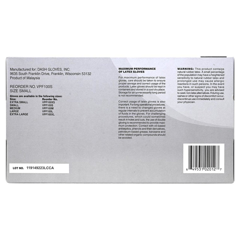 DASH VitalGard Latex Exam Grade Disposable Gloves, Natural, 4.7 mil, Box of 100