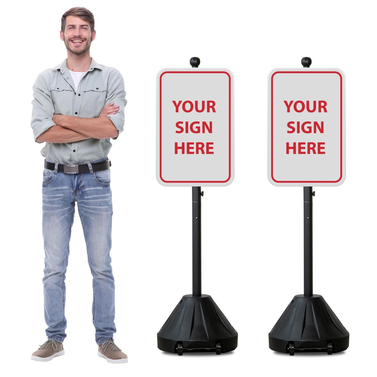 Rugged Blue Portable Sign Holder 60", 2 Pack