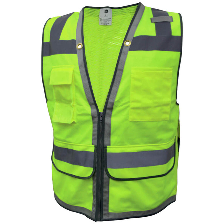 General Electric Type R Class 2 Hi-Vis Heavy Duty Surveyor Safety Vest, Hi-Vis Green, GV088