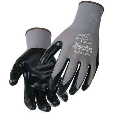 Black Stallion GC2030 AccuFlex Nitrile-Coated Nylon Glove, GC2030-GY, Gray/Black