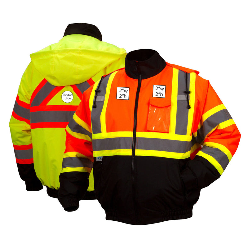 Custom Pyramex RCJ32 Type R Class 3 Hi-Vis Waterproof Quilt Lined Jacket with X-Back