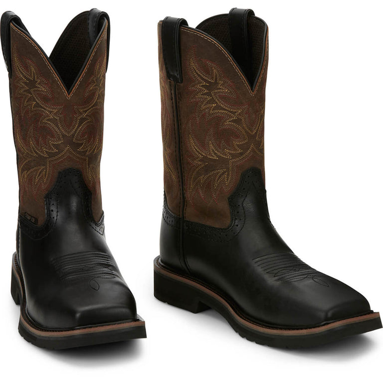 Justin Men's Driller 11" Black EH Composite Toe Boots, SE4818, Black