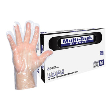 DASH Multi-Task Polyethylene Disposable Gloves, Clear, 0.4 mil, Box of 500