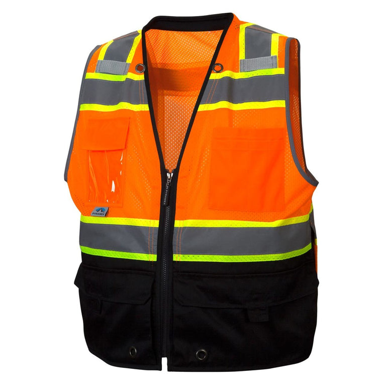 Custom Pyramex RVZ44B Type R Class 2 Hi-Vis Two-Tone Black Bottom Mesh Safety Vest
