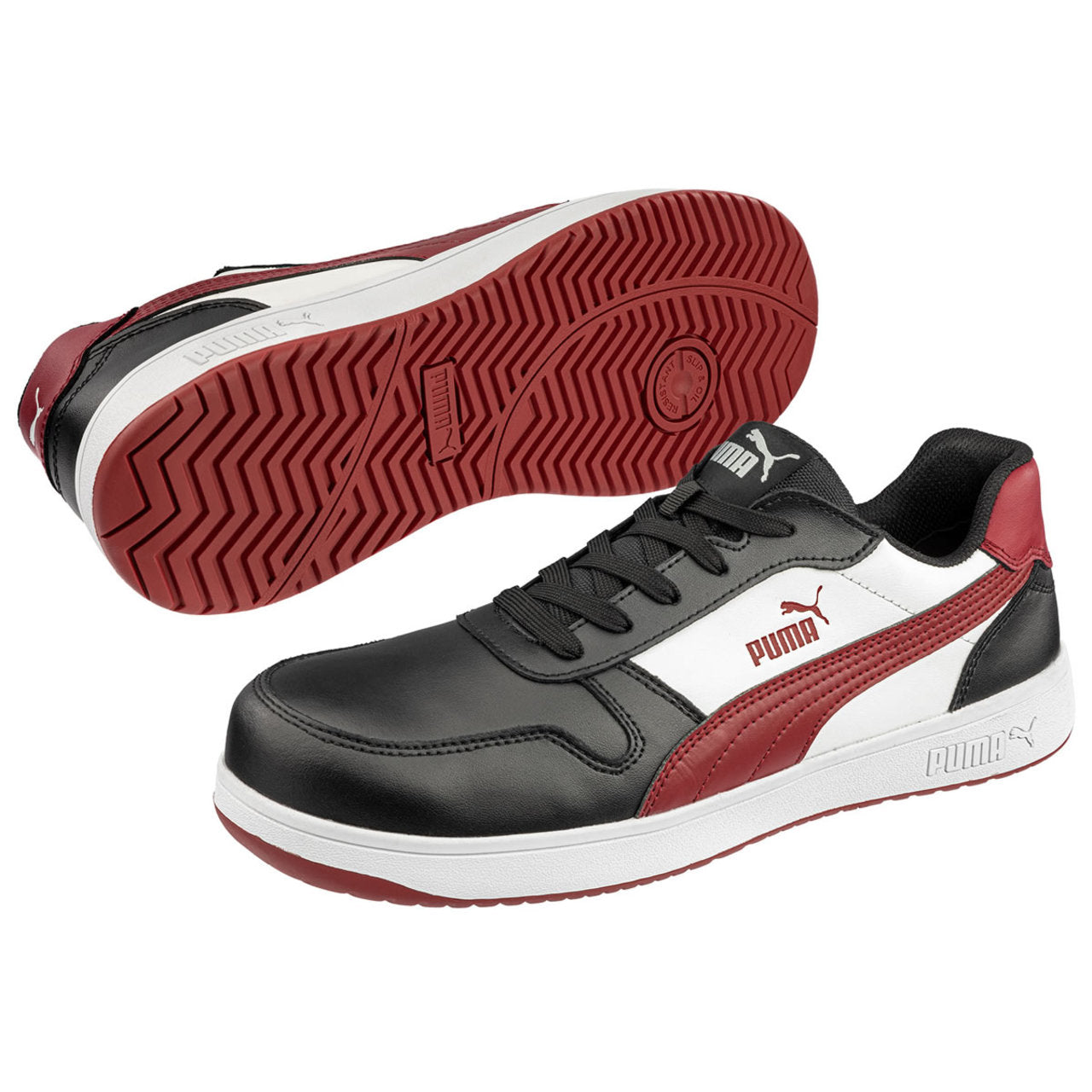 Puma Safety Women's Frontcourt Low EH Composite Toe Shoes, 640215, Black/White/Red