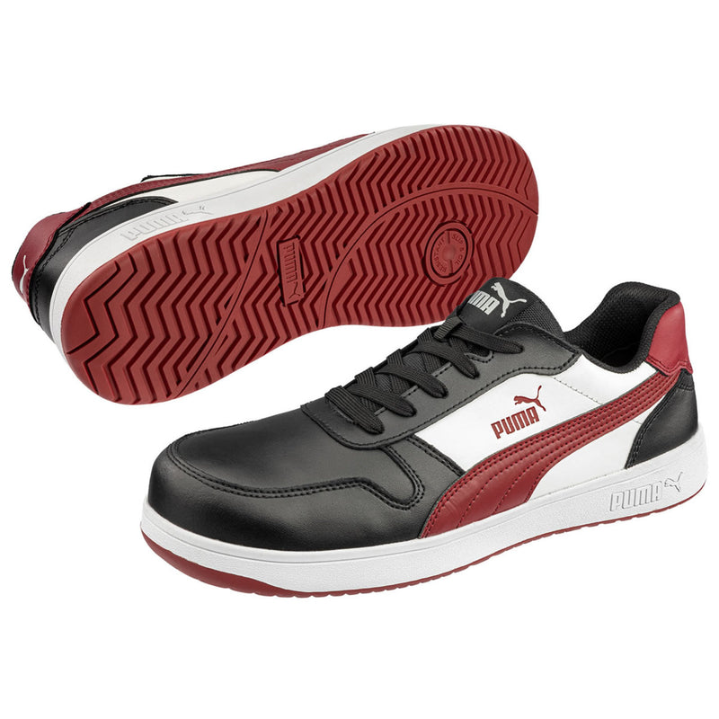 Puma Safety Women's Frontcourt Low EH Composite Toe Shoes, 640215, Black/White/Red