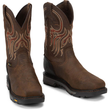 Justin Men's Driscoll 11" Waterproof EH Met-Guard Steel Toe Boots, WK2112, Brown
