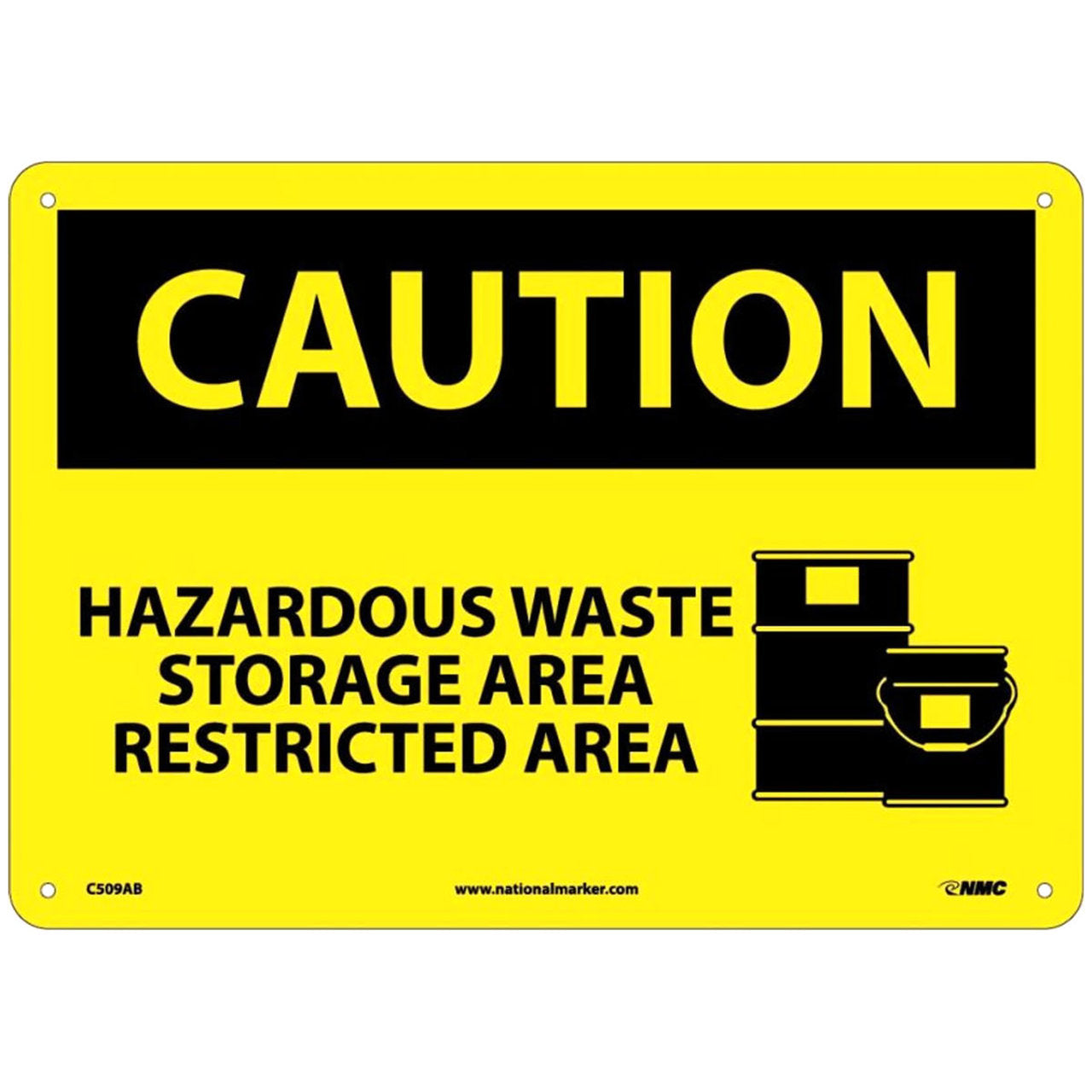 Caution Hazardous Waste Storage Area Restricted Area Graphic 10x14 Aluminum Sign