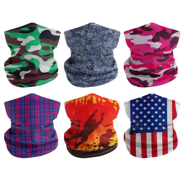 12 Pack - Rugged Blue Assorted Patterns Multipurpose Neck Gaiter Bandana Face Mask Sunscreen Face Cover with Filter Pocket