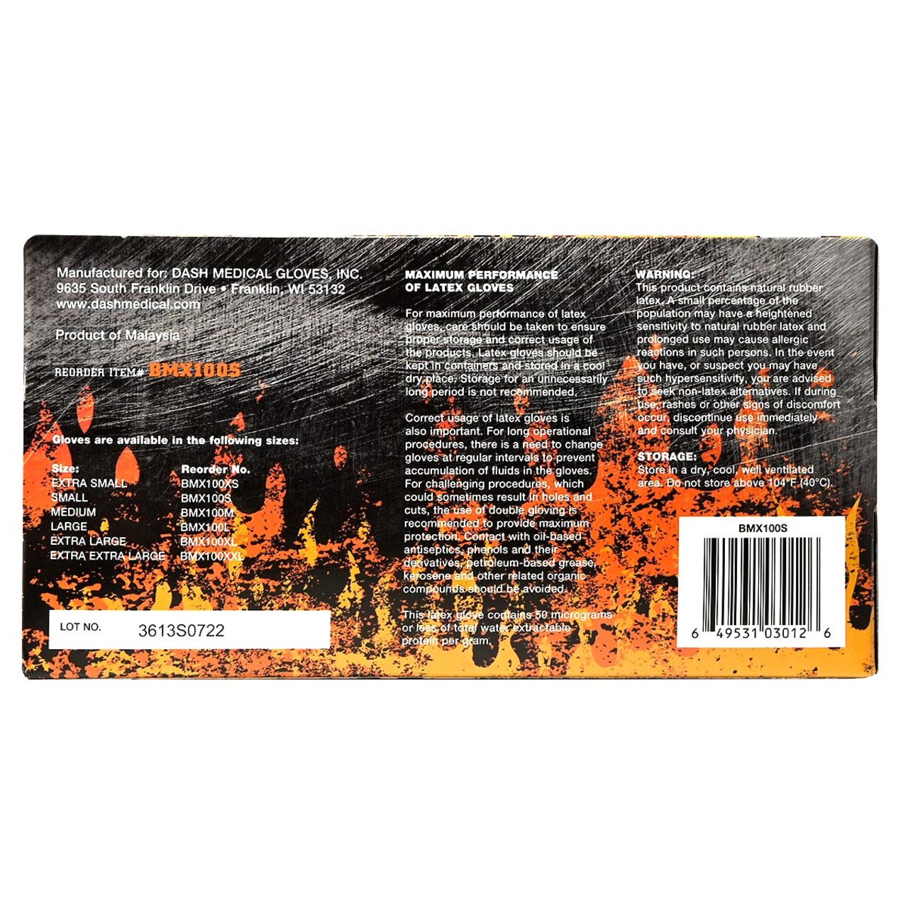 DASH Black Maxx Latex Exam Grade Disposable Gloves, Black, 6.6 mil, Box of 100