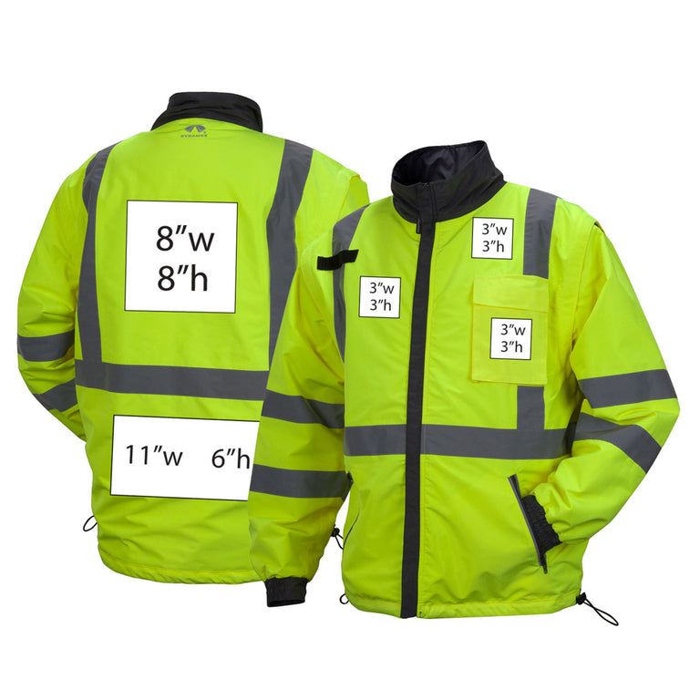 Custom Pyramex RJR34 Type R Class 3 Hi-Vis 4-in-1 Jacket, Hi-Vis Lime Green