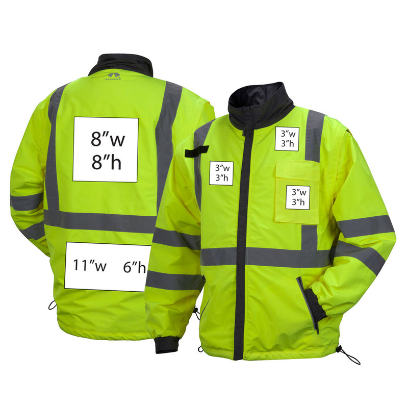 Custom Pyramex RJR34 Type R Class 3 Hi-Vis 4-in-1 Jacket, Hi-Vis Lime Green