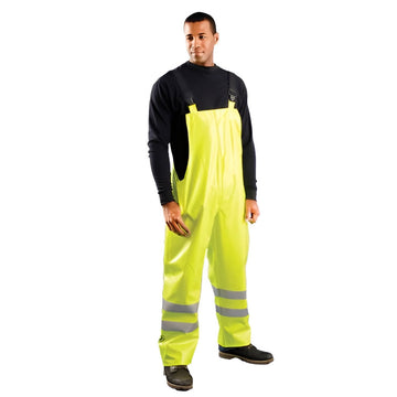 Occunomix Class E Hi-Vis Flame Resistant Waterproof Rain Bib Pants, LUX-TBIB/FR