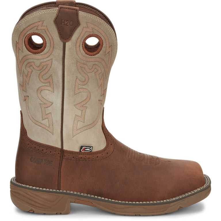 Justin Men's Rush 11" Waterproof EH Composite Toe Boots, WK4338, Tan