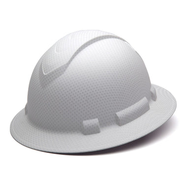 Pyramex Ridgeline Full Brim Hard Hat 4-Point Ratchet Suspension, HP54116, Matte-White Graphite