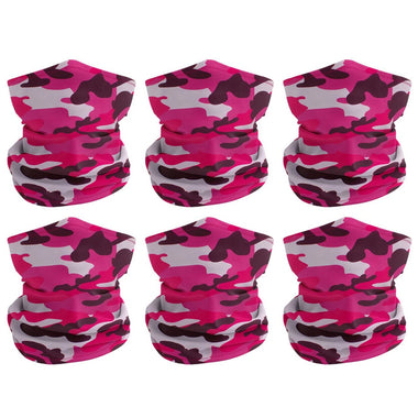 12 Pack - Rugged Blue Pink Camo Multipurpose Neck Gaiter Bandana Face Mask Sunscreen Face Cover with Filter Pocket