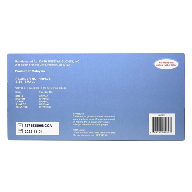 DASH Hi-Risk Protector Nitrile Exam Grade Disposable Gloves, Teal, 5.9 mil, Box of 50