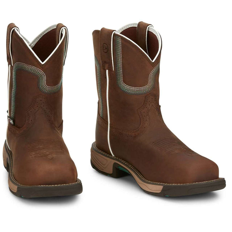Justin Women's Stampede Rush 8" Waterproof EH Composite Toe Boots, SE4360, Brown