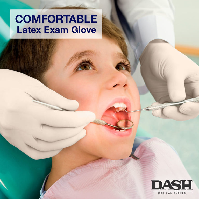 DASH MicroPro Latex Exam Grade Disposable Gloves, Natural, 5.5 mil, Box of 100
