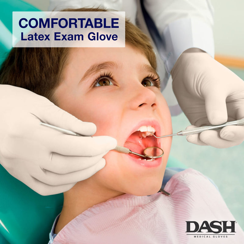 DASH MicroPro Latex Exam Grade Disposable Gloves, Natural, 5.5 mil, Box of 100