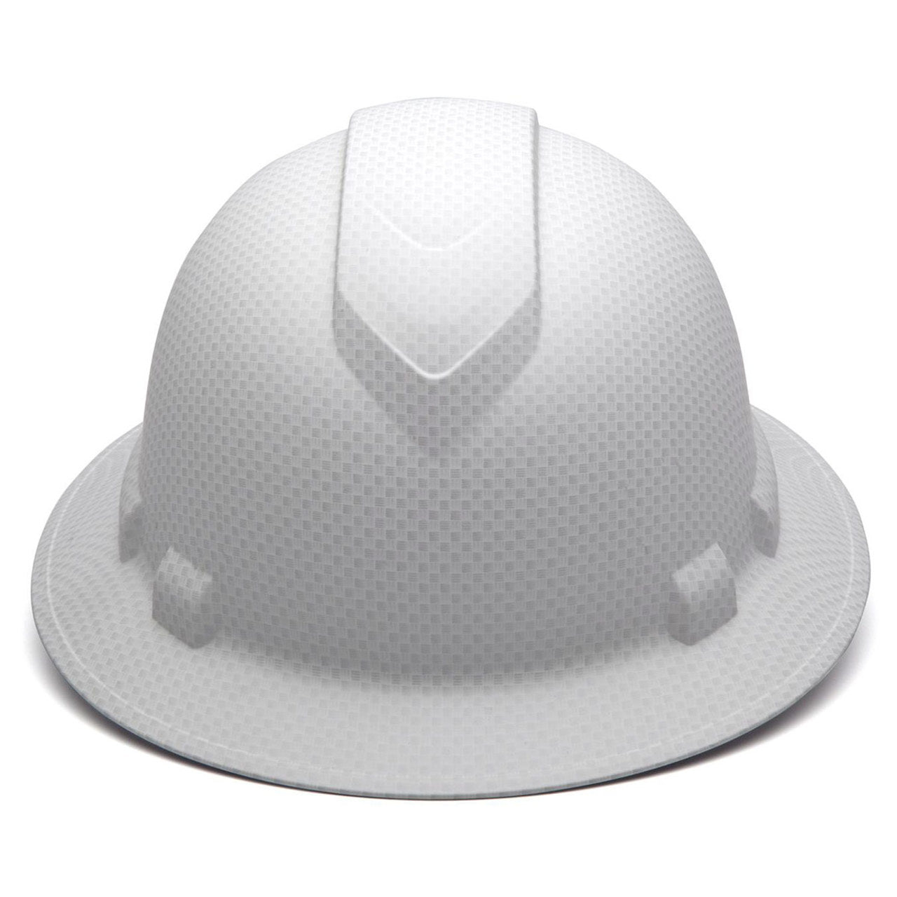 Pyramex Ridgeline Full Brim Hard Hat 4-Point Ratchet Suspension, HP54116, Matte-White Graphite