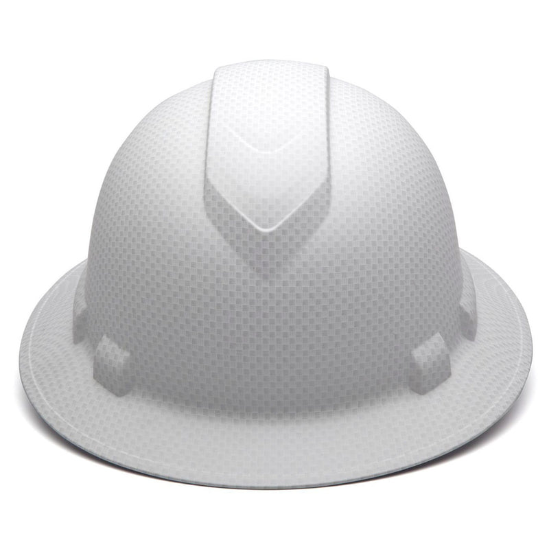 Pyramex Ridgeline Full Brim Hard Hat 4-Point Ratchet Suspension, HP54116, Matte-White Graphite