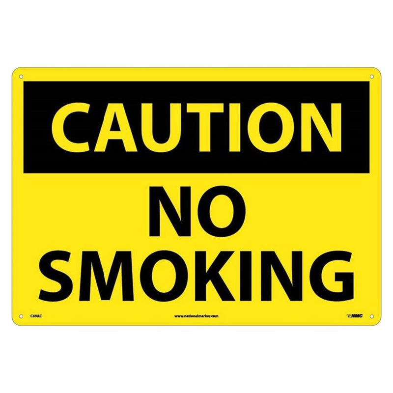 Caution No Smoking 10x14 Plastic Sign