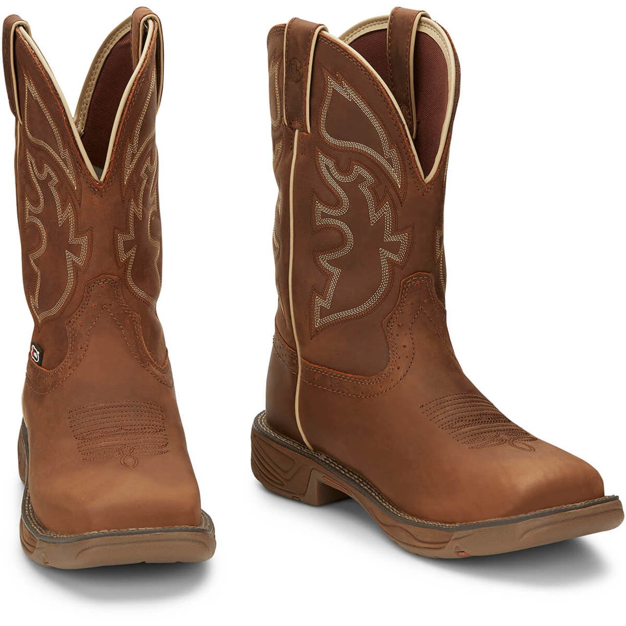 Justin Men's Rush 11" Waterproof EH Soft Toe Boots, WK4330, Tan