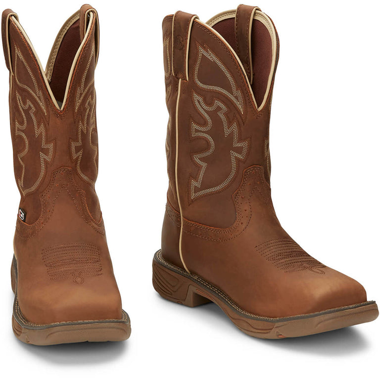 Justin Men's Rush 11" Waterproof EH Soft Toe Boots, WK4330, Tan